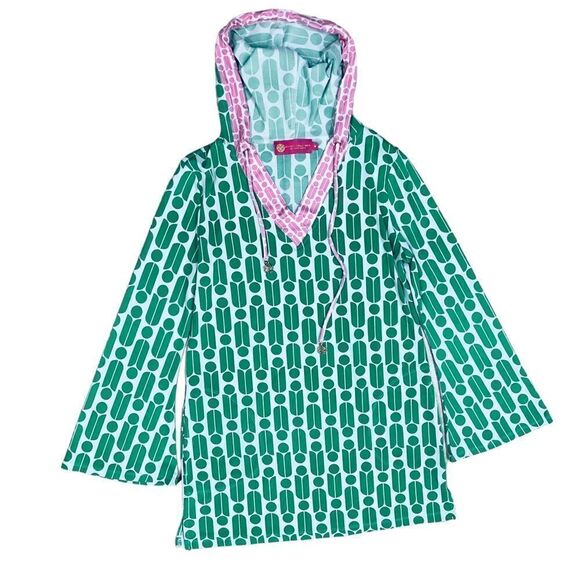 Macbeth Collection Geometric Print Bell Long Sleeve Cover Up Swimsuits Sz M NWOT - Picture 3 of 13